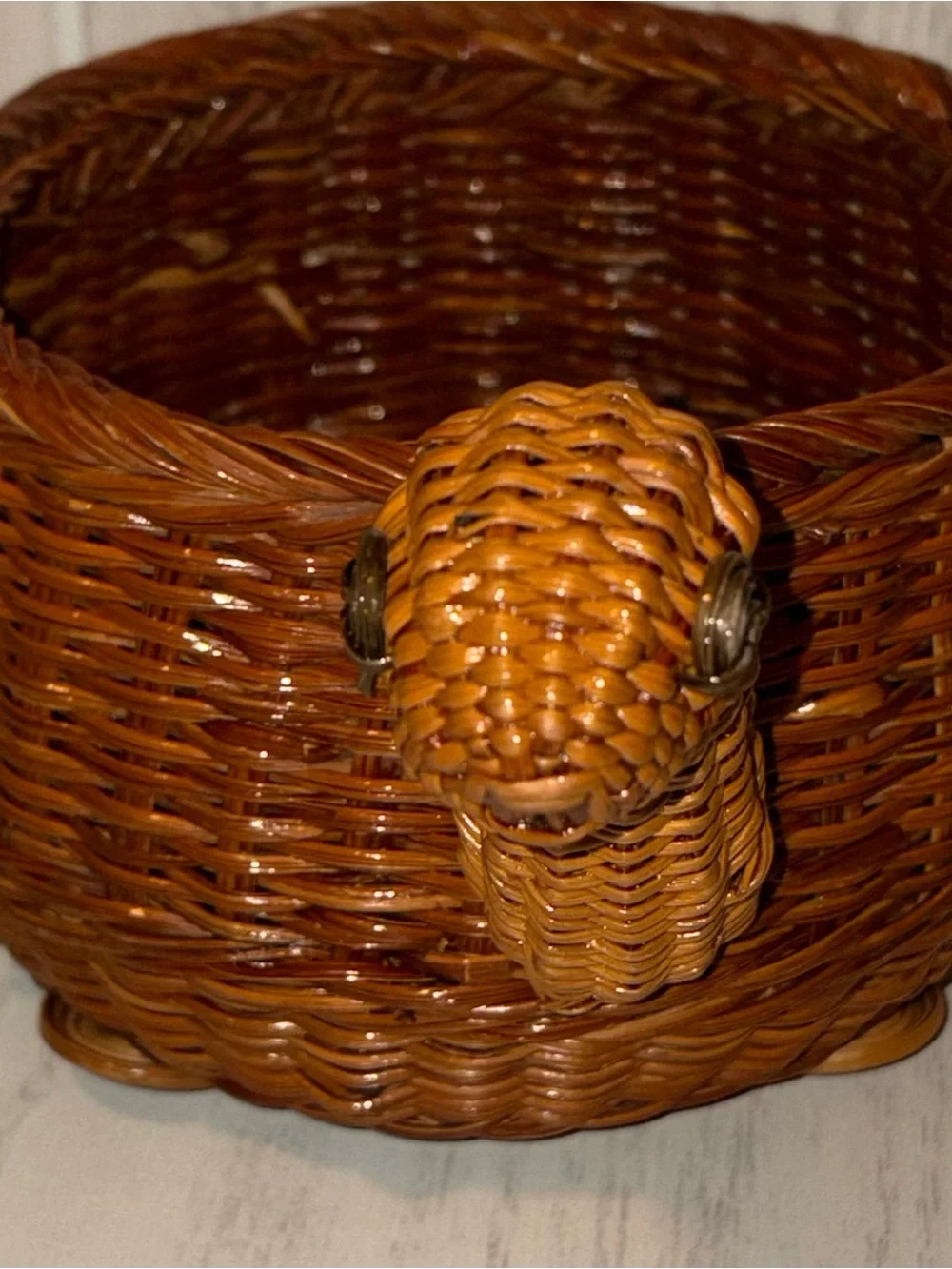 Rattan woven wicker turtle basket boho